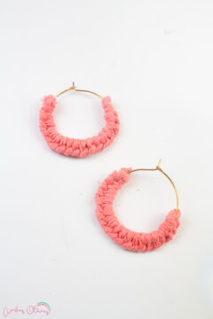 a pair of macrame earrings