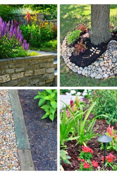 4 image collage diy garden edging ideas