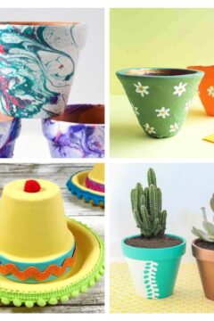 collage of 4 images Painting Clay Pots Ideas