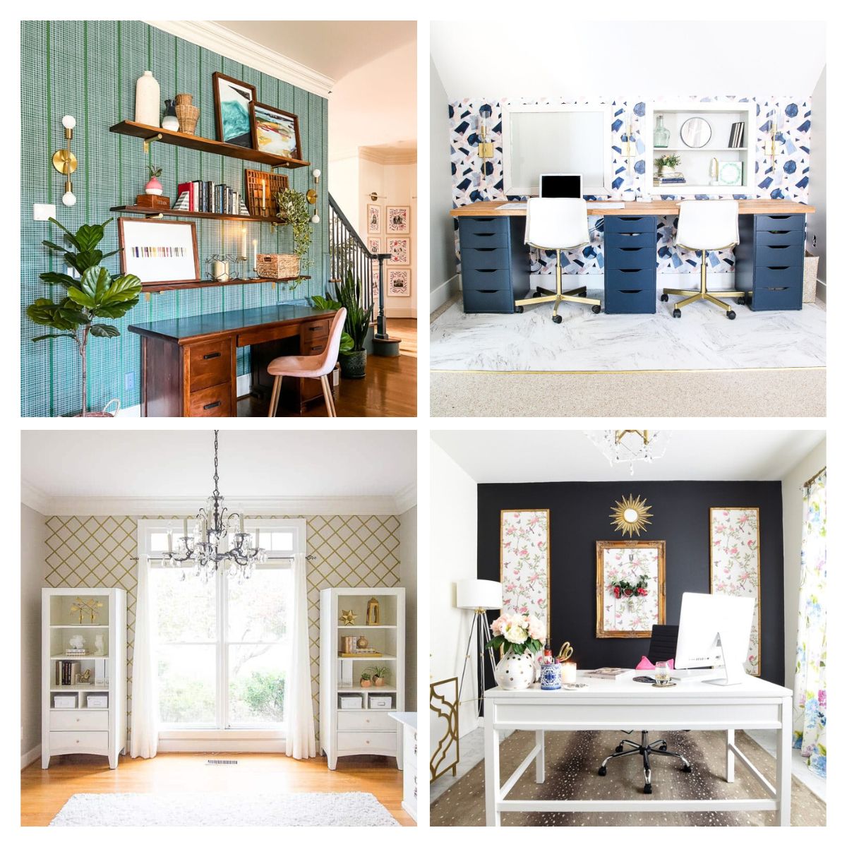 Home office wallpaper ideas collage